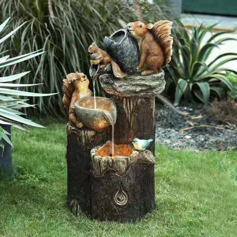 Animal Shaped Resin Tabletop Water Fountain Solar Powered - Image 12
