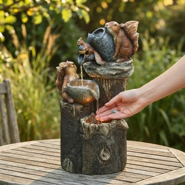 Animal Shaped Resin Tabletop Water Fountain Solar Powered - Image 2