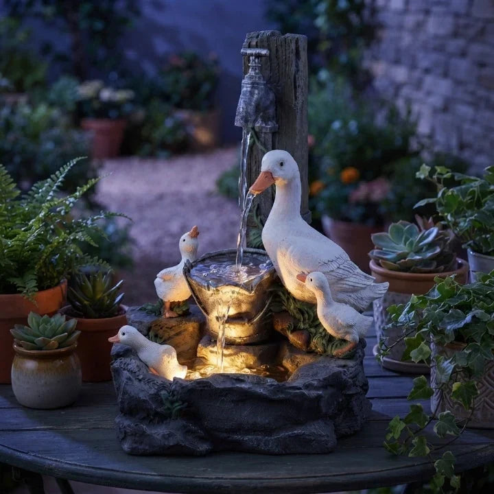 Animal Shaped Resin Tabletop Water Fountain Solar Powered - Image 4