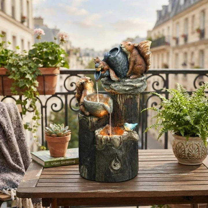 Animal Shaped Resin Tabletop Water Fountain Solar Powered - Image 8