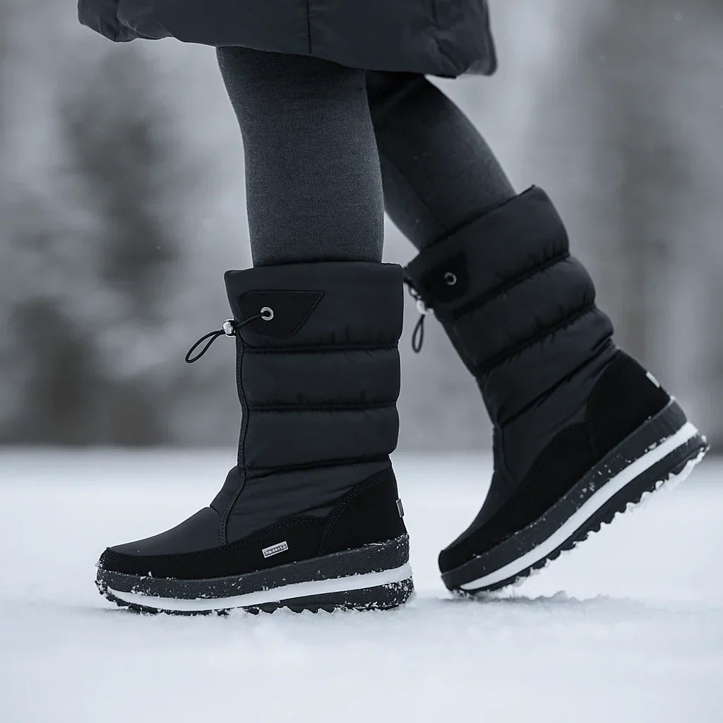 Quilted Mid Calf Womens Winter Boots Waterproof
