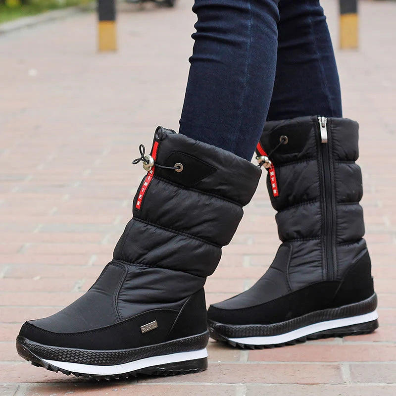 Quilted Mid Calf Womens Winter Boots Waterproof - Image 4