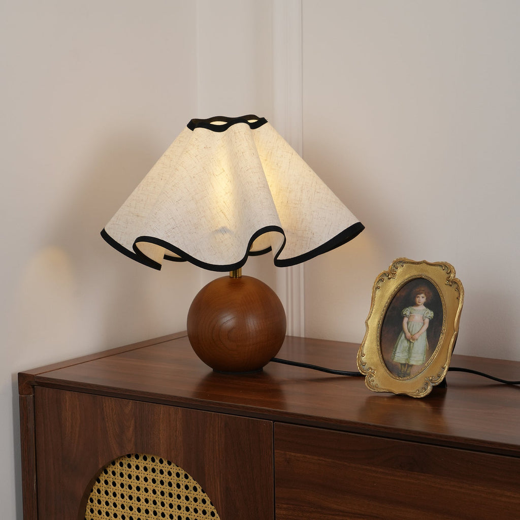Modern Table Lamp Wood Base Linen Shade Bedside Decor - Image 9