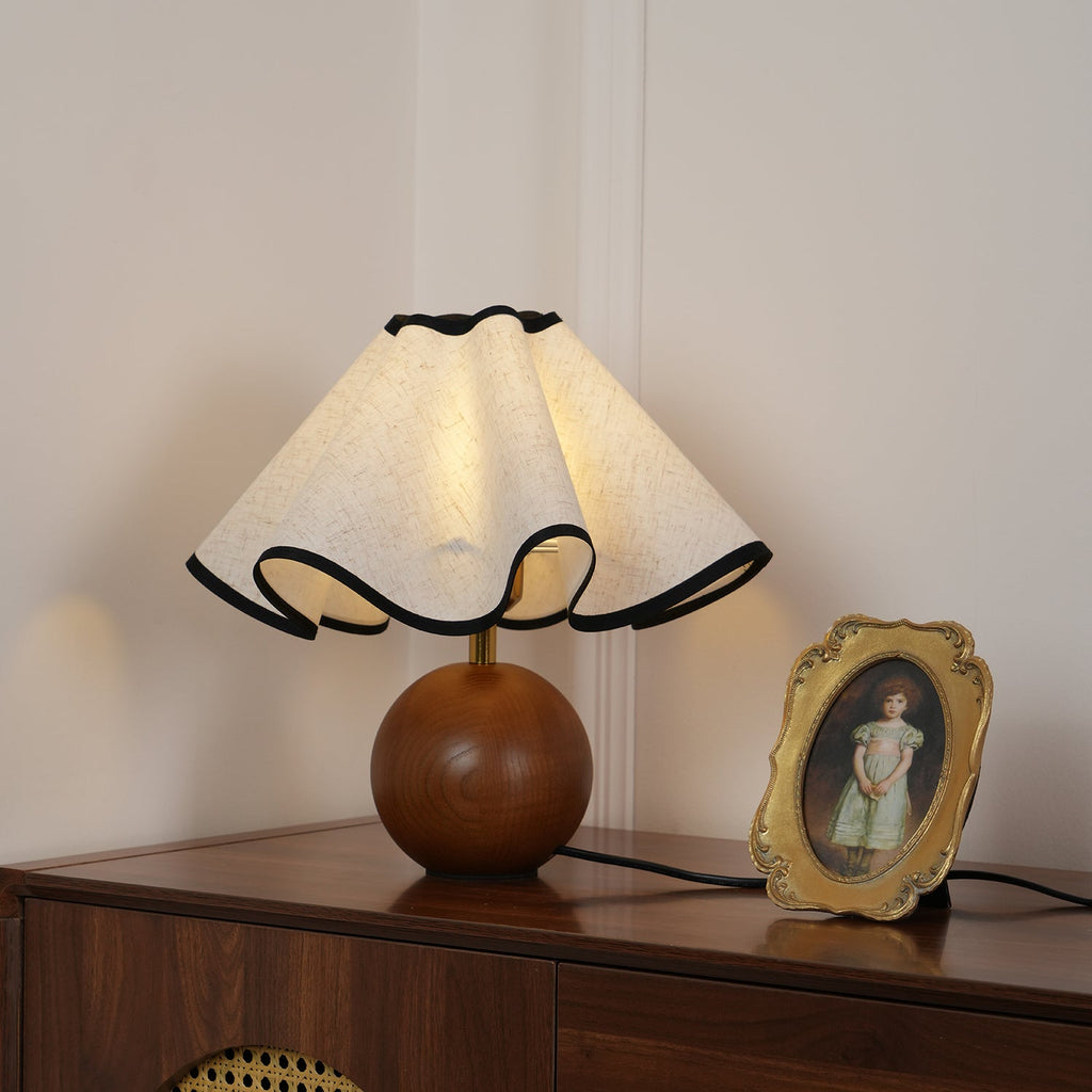 Modern Table Lamp Wood Base Linen Shade Bedside Decor - Image 13