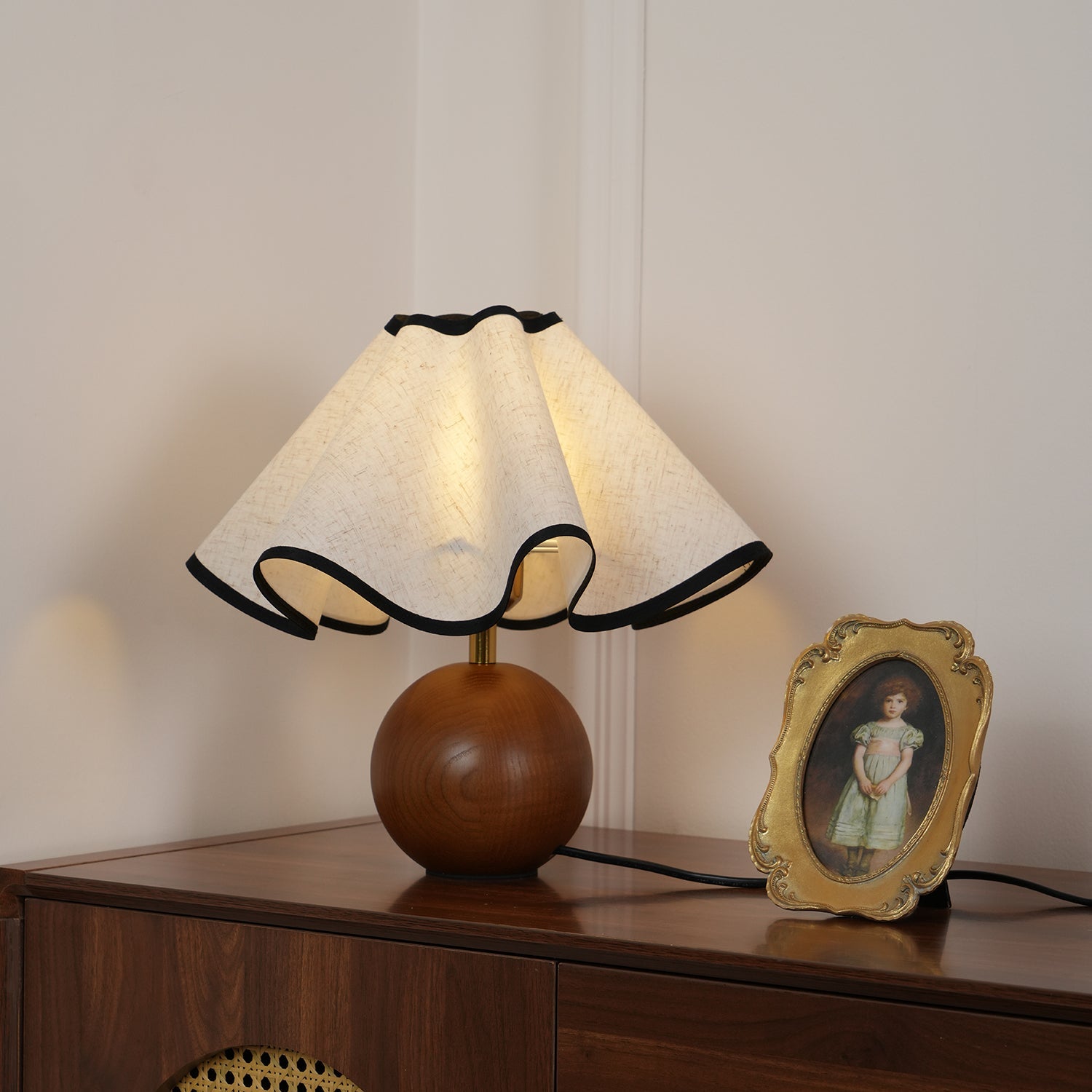 Modern Table Lamp Wood Base Linen Shade Bedside Decor - Image 13