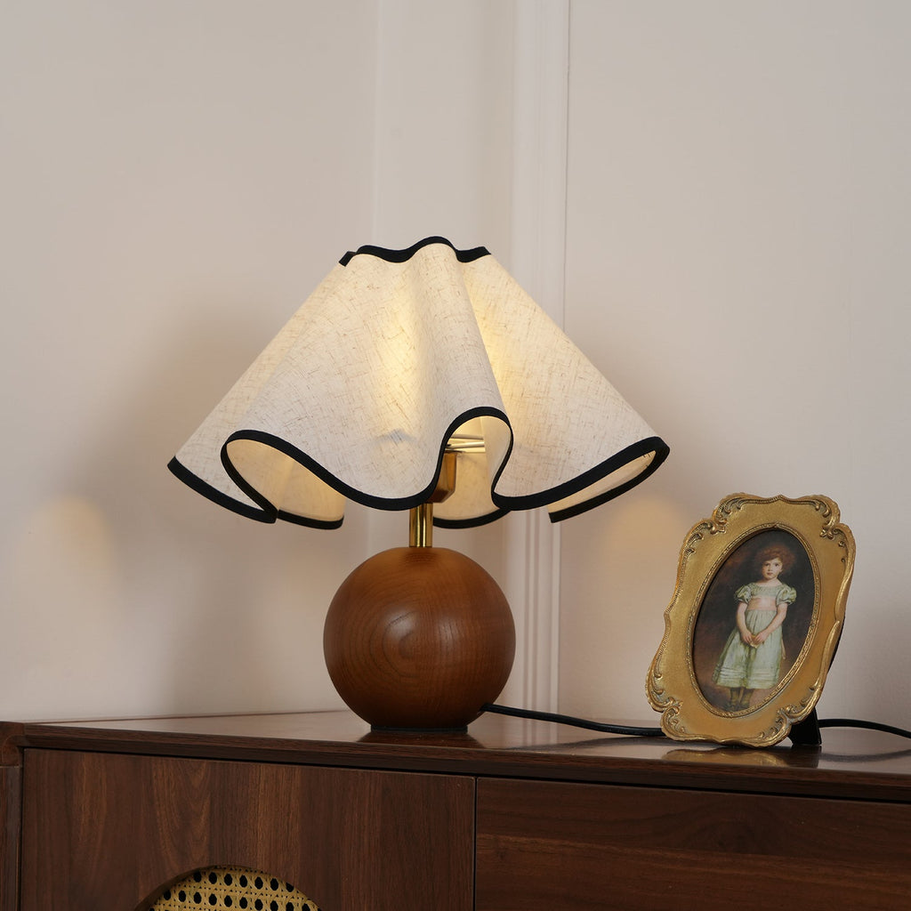 Modern Table Lamp Wood Base Linen Shade Bedside Decor - Image 11