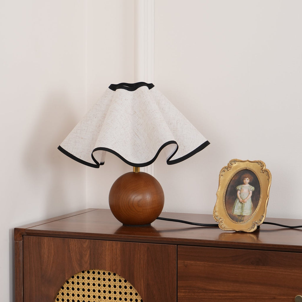 Modern Table Lamp Wood Base Linen Shade Bedside Decor - Image 10
