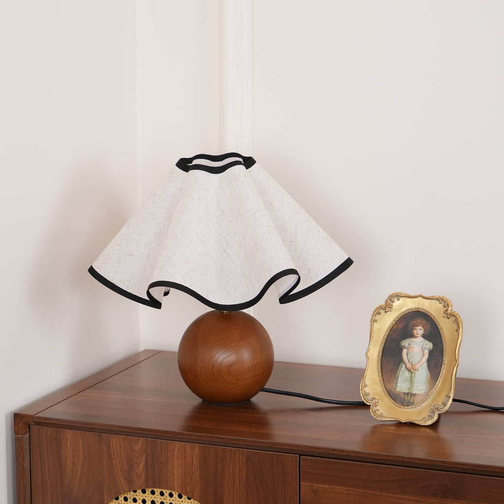 Modern Table Lamp Wood Base Linen Shade Bedside Decor - Image 12