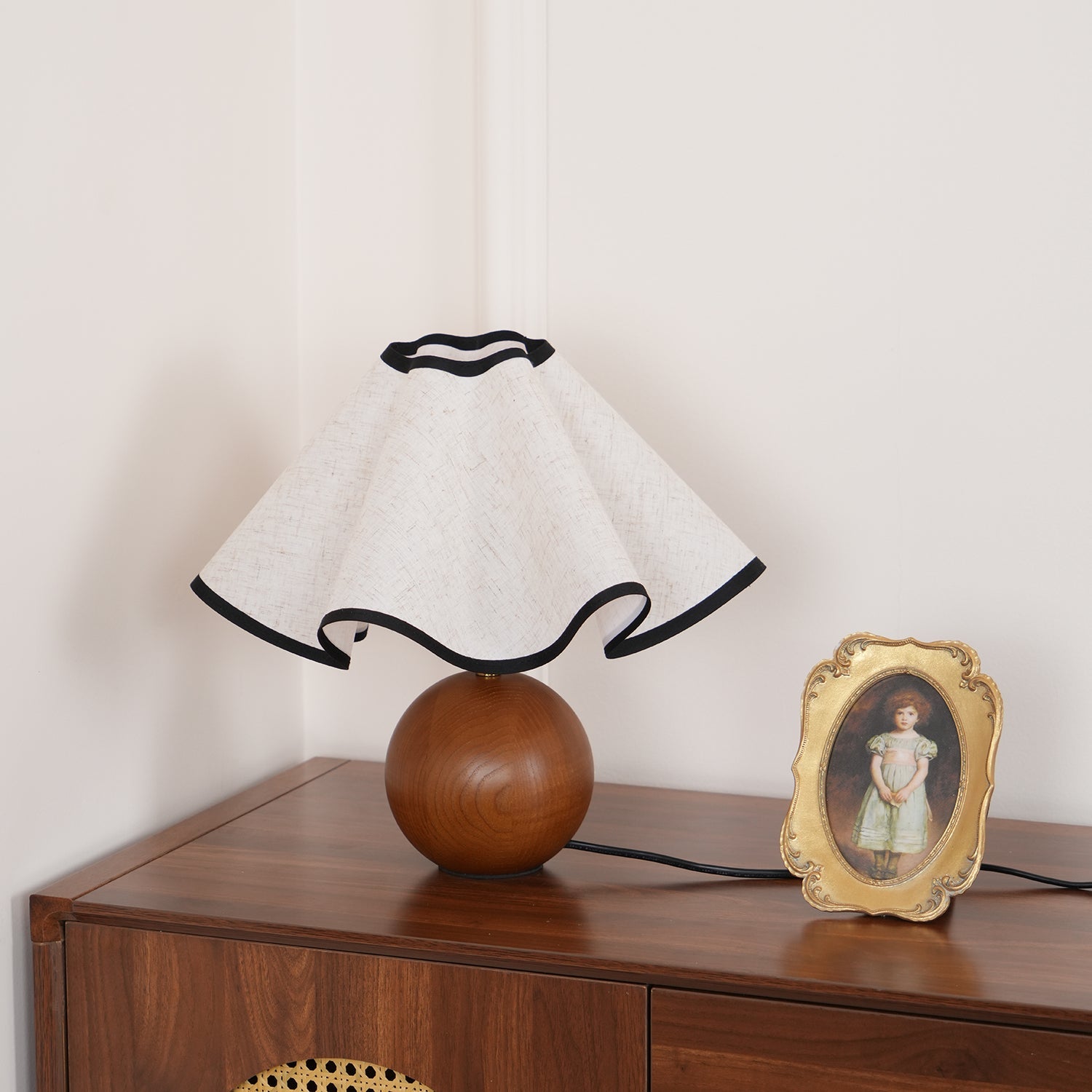 Modern Table Lamp Wood Base Linen Shade Bedside Decor - Image 12