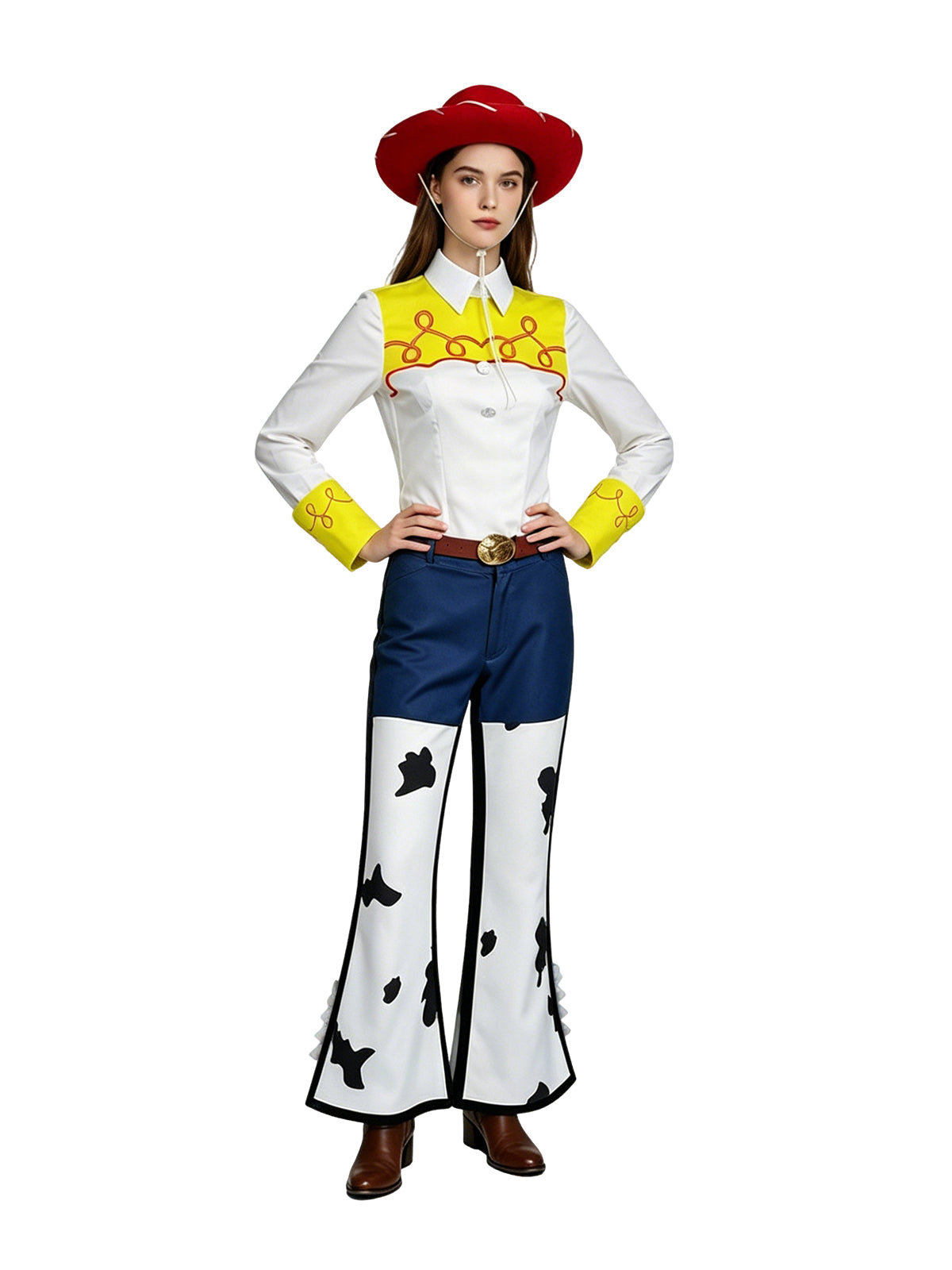 Women Girls 4 Piece Cowgirl Costume Set Cow Print - Image 8
