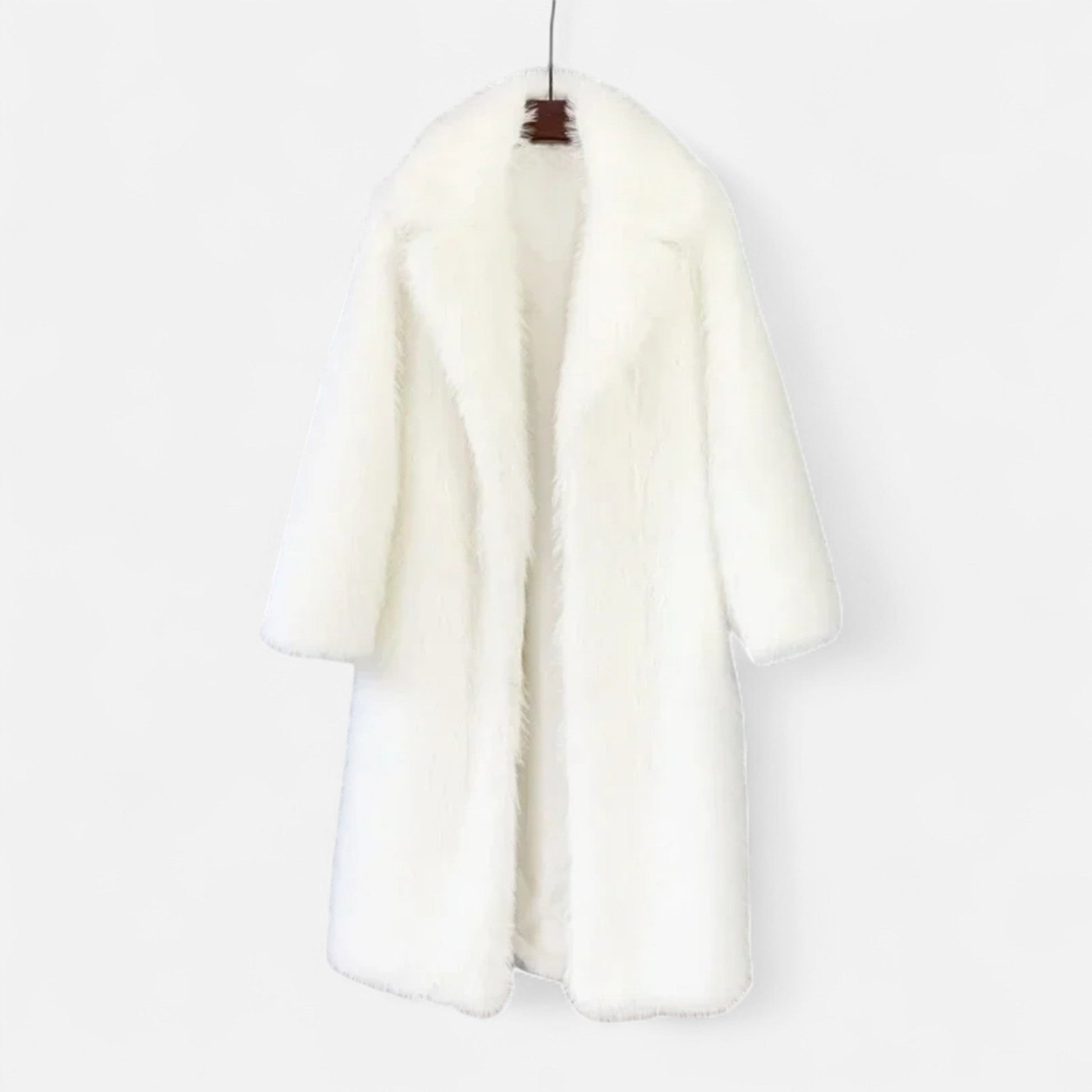 Women’s Timeless Long Fur Overcoat with Turn-Down collar for Cold Season