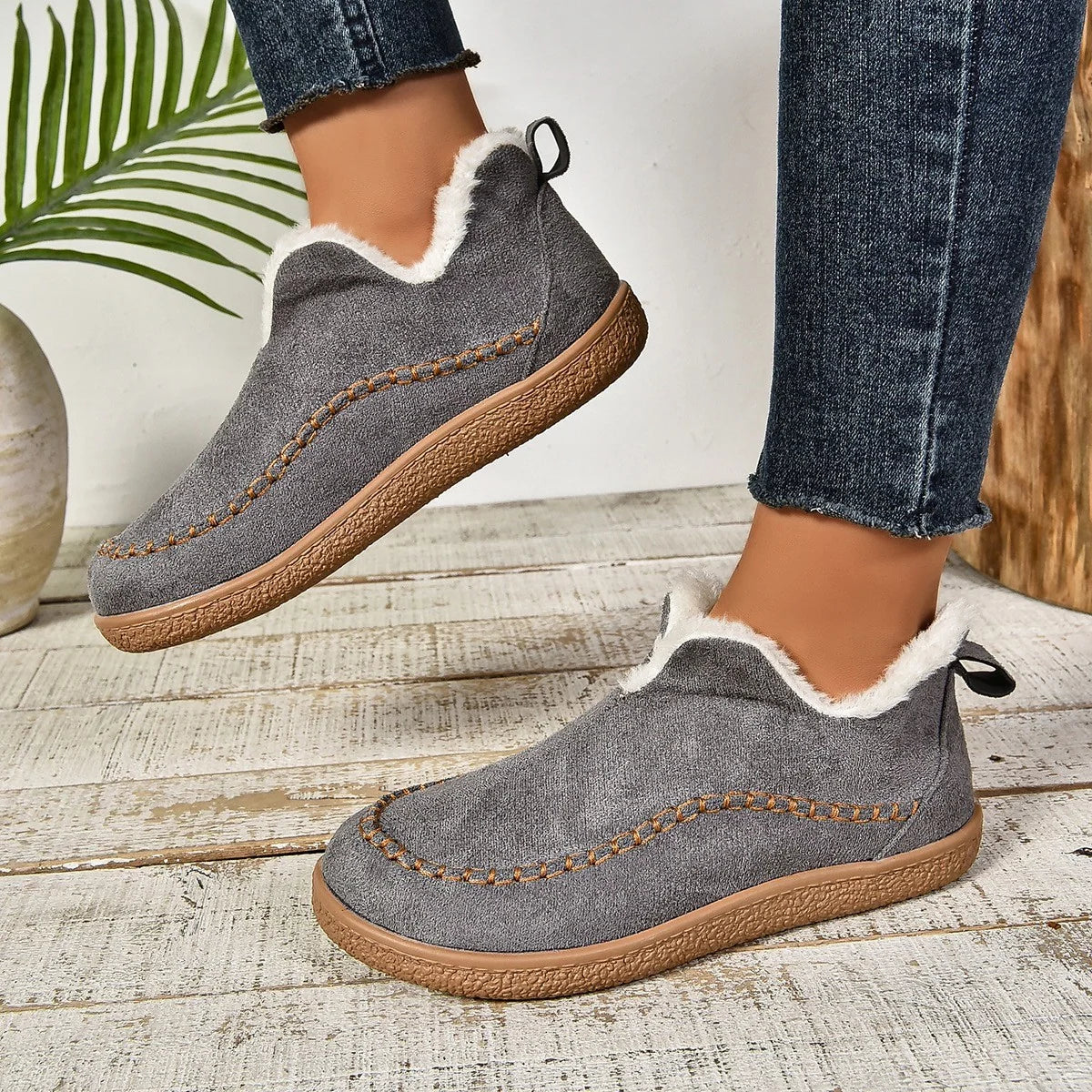 Faux Suede Slipper Booties Arch Support - Image 6