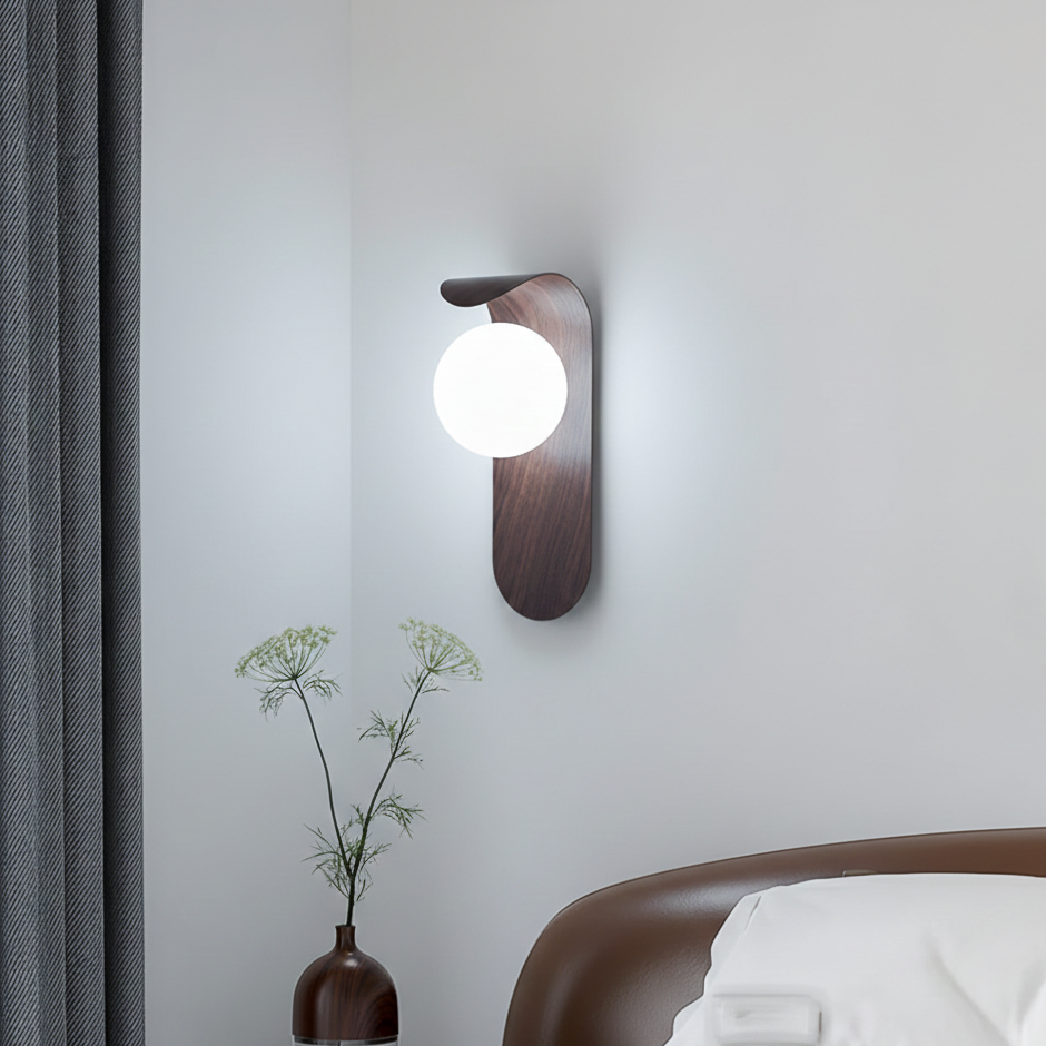 Naoren – Wood Effect Spherical LED Wall Light - Image 14