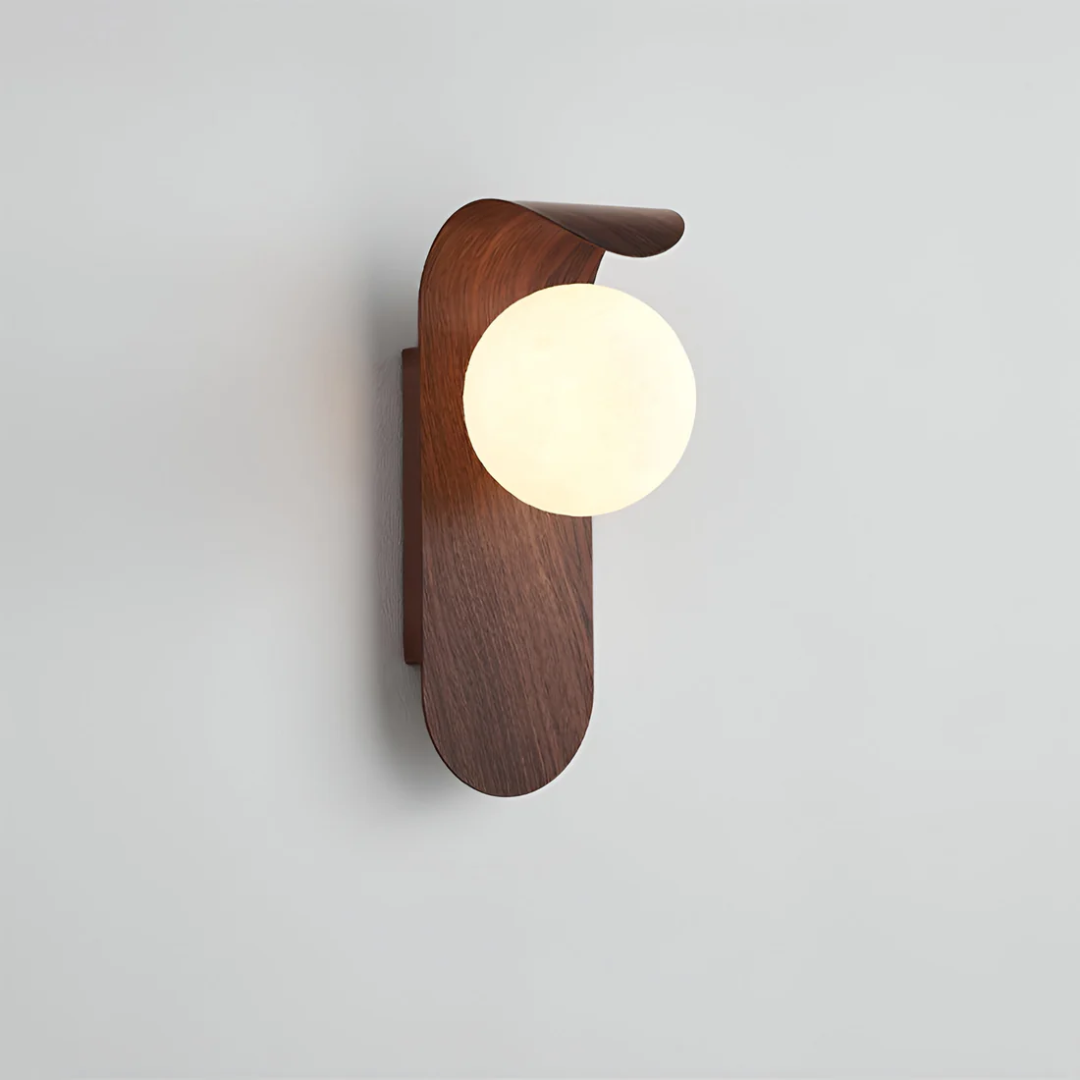 Naoren – Wood Effect Spherical LED Wall Light - Image 3