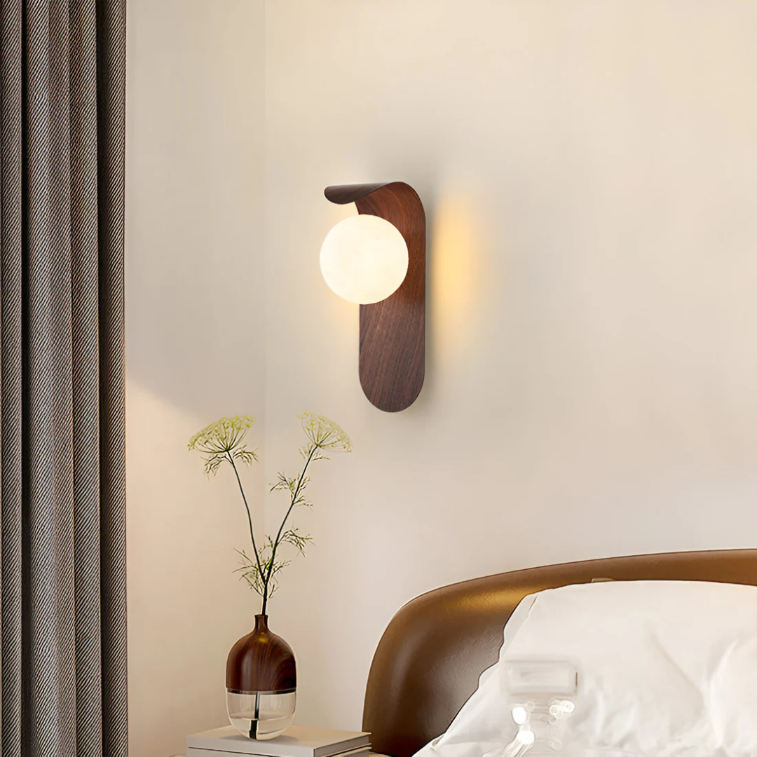 Naoren – Wood Effect Spherical LED Wall Light - Image 6