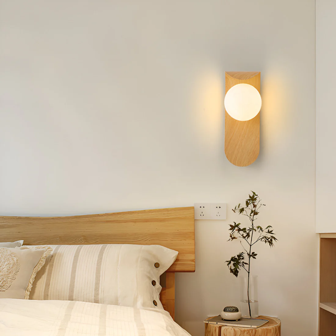 Naoren – Wood Effect Spherical LED Wall Light - Image 7