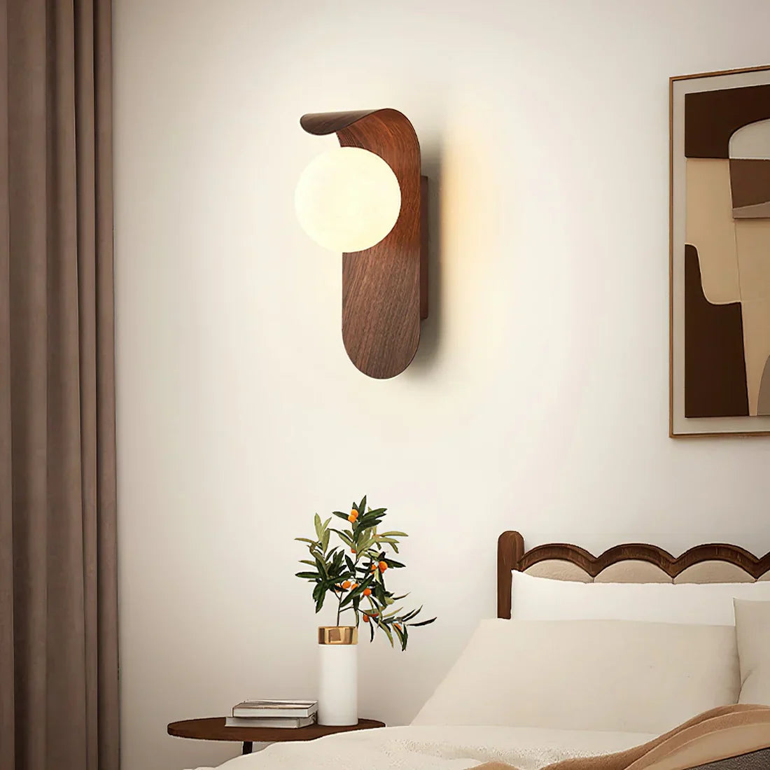 Naoren – Wood Effect Spherical LED Wall Light - Image 9