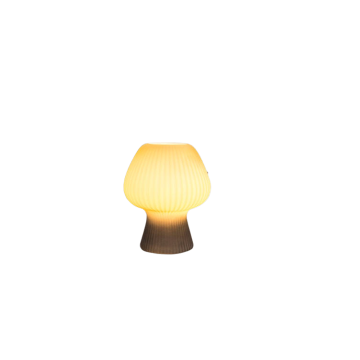 Vintage Bedside Lamp Ribbed Glass Mushroom Table Lamp Dimmable - Image 8