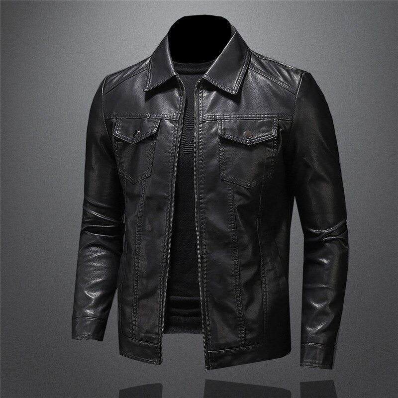 Timeless Elegance Durable Casual Outdoor Leather Jacket for Men