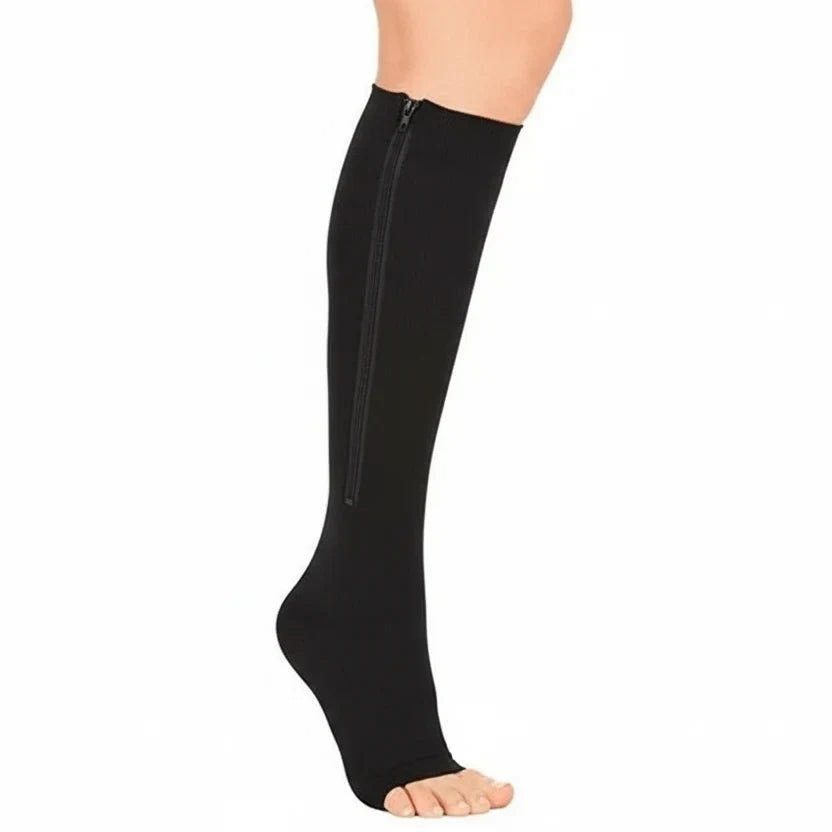 Open Toe Knee High Zipper Compression Socks Graduated Support - Image 12