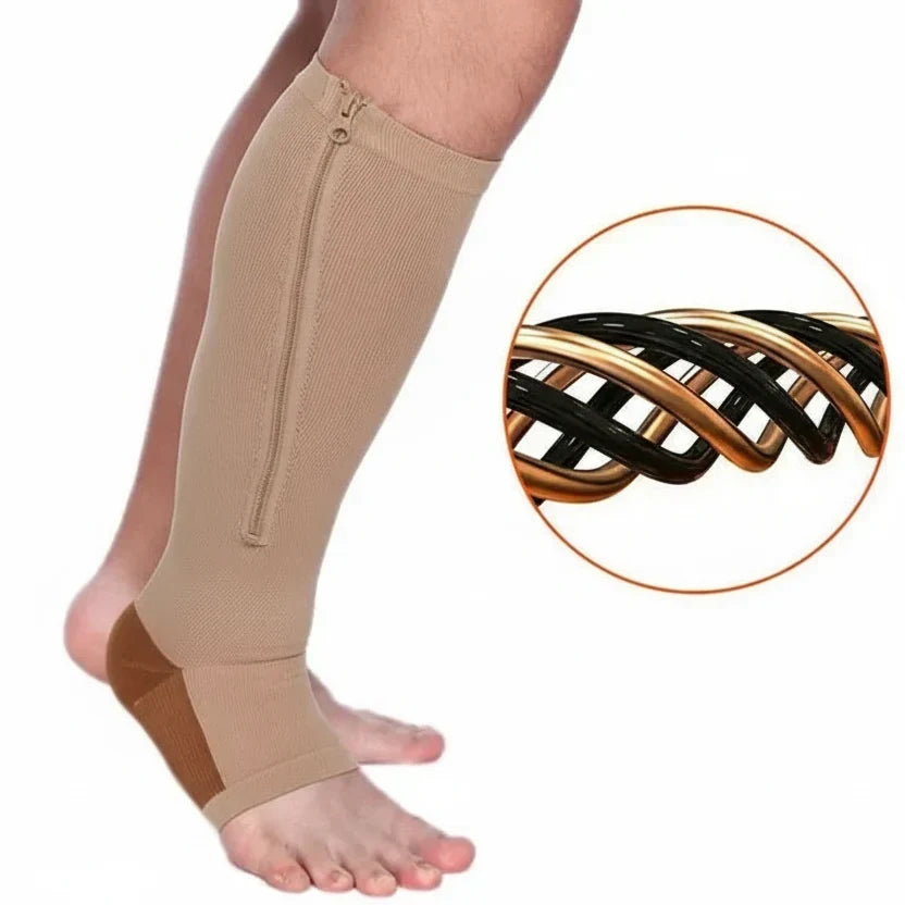 Open Toe Knee High Zipper Compression Socks Graduated Support - Image 6